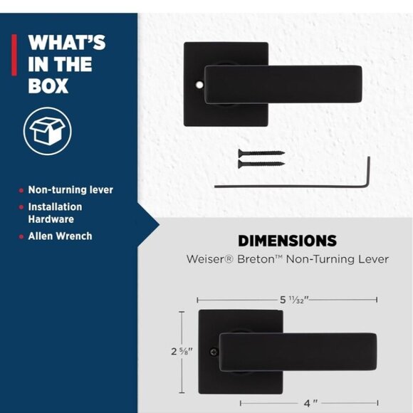 Weiser Breton Matte Black Dummy Door Handle, Inactive Single  Door Hardware New - Picture 3 of 7